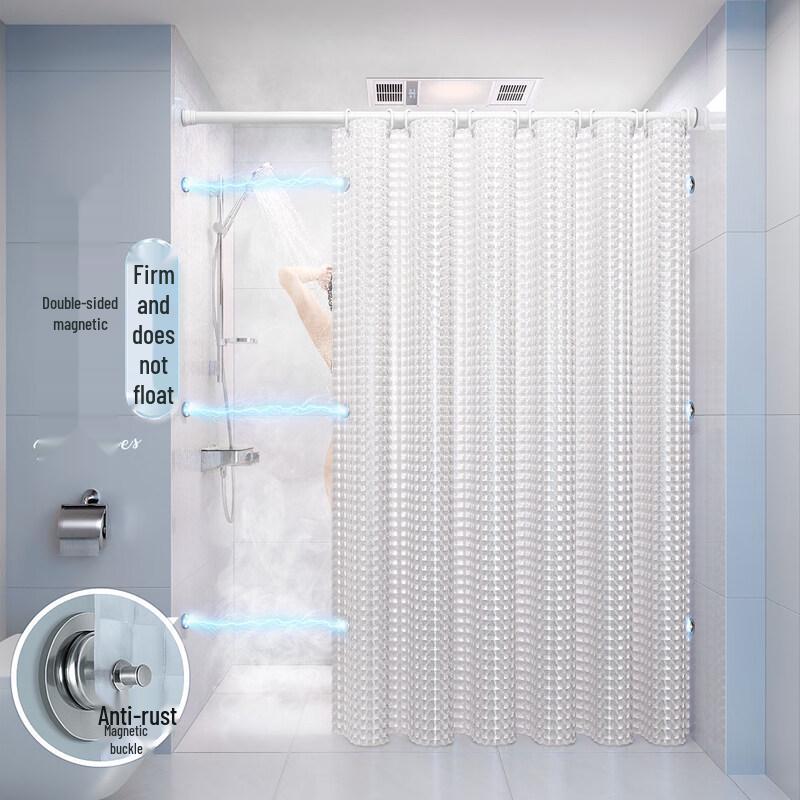 LIEI PEVA Waterproof No-Punch Shower Curtain