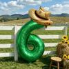 2pcs Farm Theme Party Balloon Set 32-Inch Green Number 0-9 Balloons Hat-Shaped Balloon Birthday Parties Anniversaries Decoration