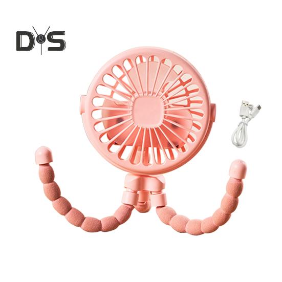 

Вентилятор для детской коляски с 3 настройками скорости Мощный воздушный поток Низкий уровень шума Перезаряжаемый через USB Портативный прикрепляемый вентилятор Ручной охлаждающий вентилятор розовый