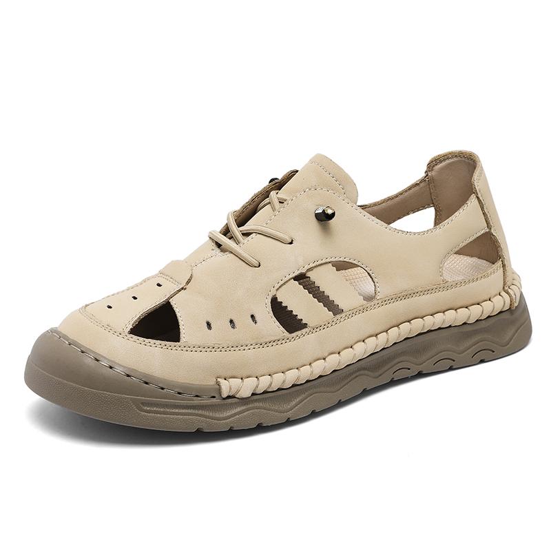 Summer Men's Leather Sandals Outdoor Hollow Beach Sandals Casual Shoes