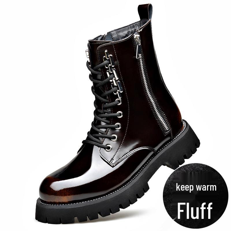Stivaletti Chelsea Trendy da Uomo High-Top in Vera Pelle - Leggeri Stile Martin con Suola Spessa e Zip Laterale per Autunno/Inverno