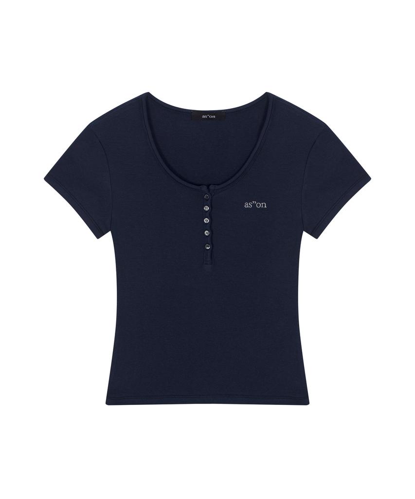 Aejeuon Ever Button Tee / Navy