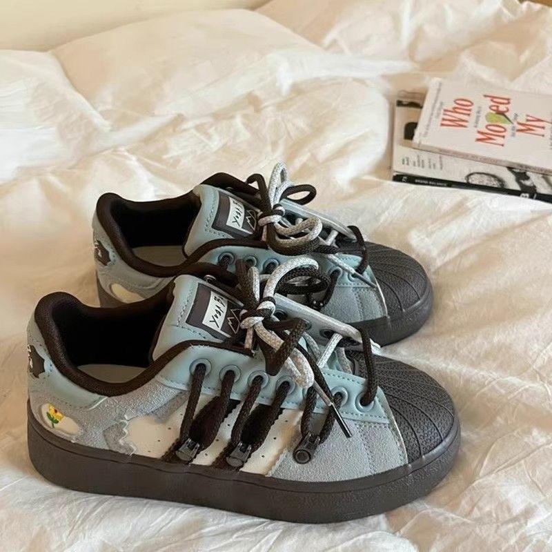 Shell Head College Style Color Matching Little White Shoes Women's Summer New Versatile Personality Trendy Shoes Board Shoes