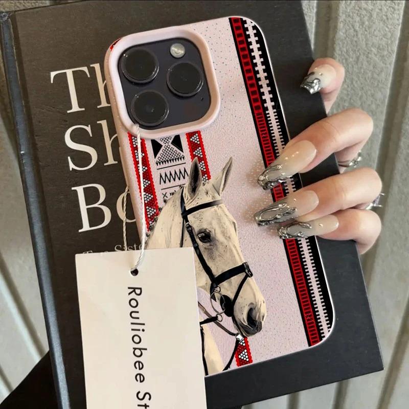 Vintage Totem Horse Pattern Phone Case For IPhone 17 16 16E 15 14 13 12 11 Pro Max XR XS Max 7 8 Plus Cute INS Cover Case