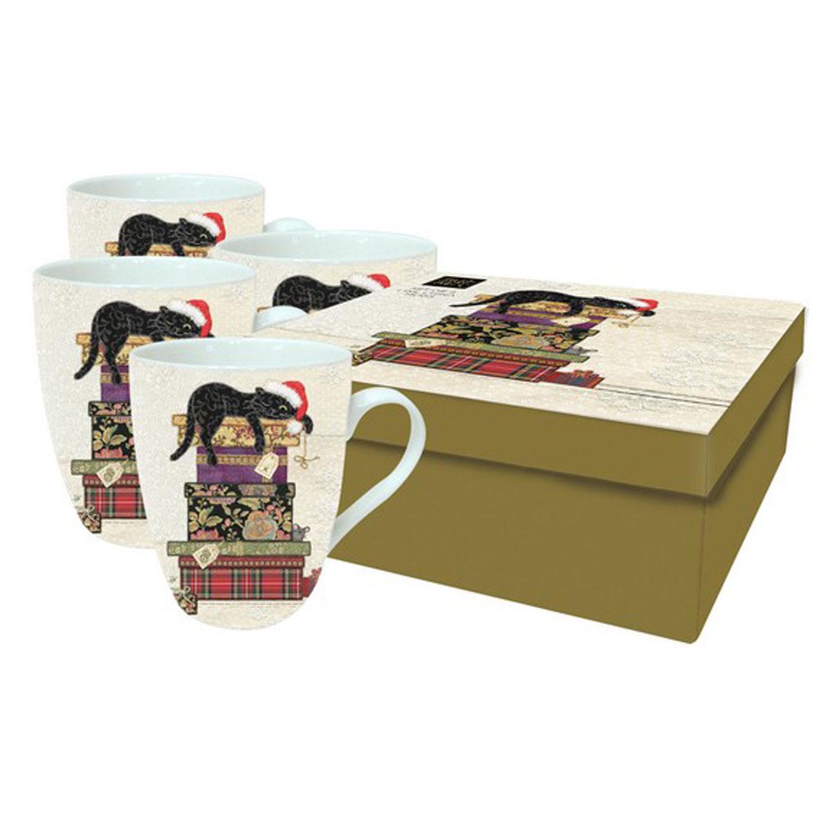 

Bug Art [Q2817] - Коробка из 4 фарфоровых кружек Bug Art (рождественский кот) - 10. 5x7 мм.