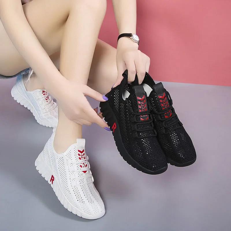 WTEMPO Ženy Léto Měkká Podešev Neklouzavá Všestranná Obuv pro volný čas Jednobarevná Lehká Sportovní obuv s plochým podpatkem Prodyšná síťovina