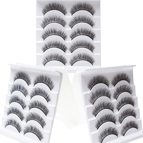 Yousheng 5 Pairs False Eyelashes All-match Natural Long 3D Mink Lashes Curling Fake Eye Lashes Makeup Tool for Party