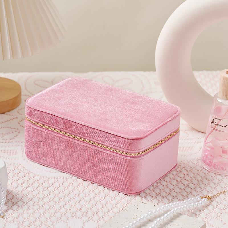 Leather Jewelry Box With Soft Double Layer Storage For Travel And Gift Use