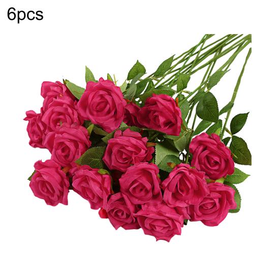 Artificial Rose Flower Realistic Long Stem Faux Silk Rose Bouquet for Valentine's Day Home Wedding Party Centerpiece Flower Arrangement