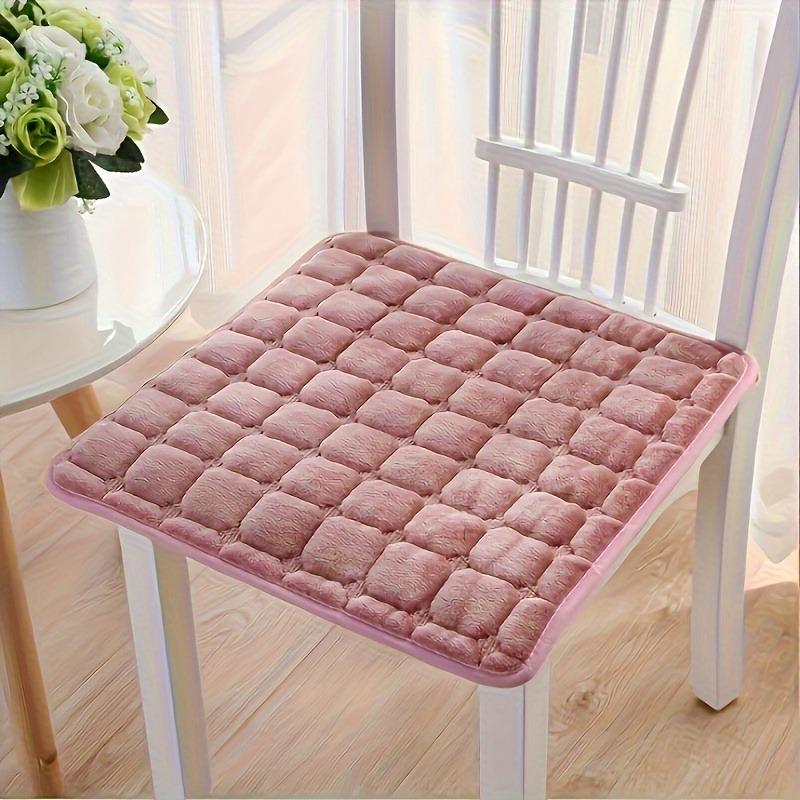 Square Plush Flannel Dining Chair Cushions with Shoulder Strap - All-Season Thin Warmth, Cozy Stool Accessories