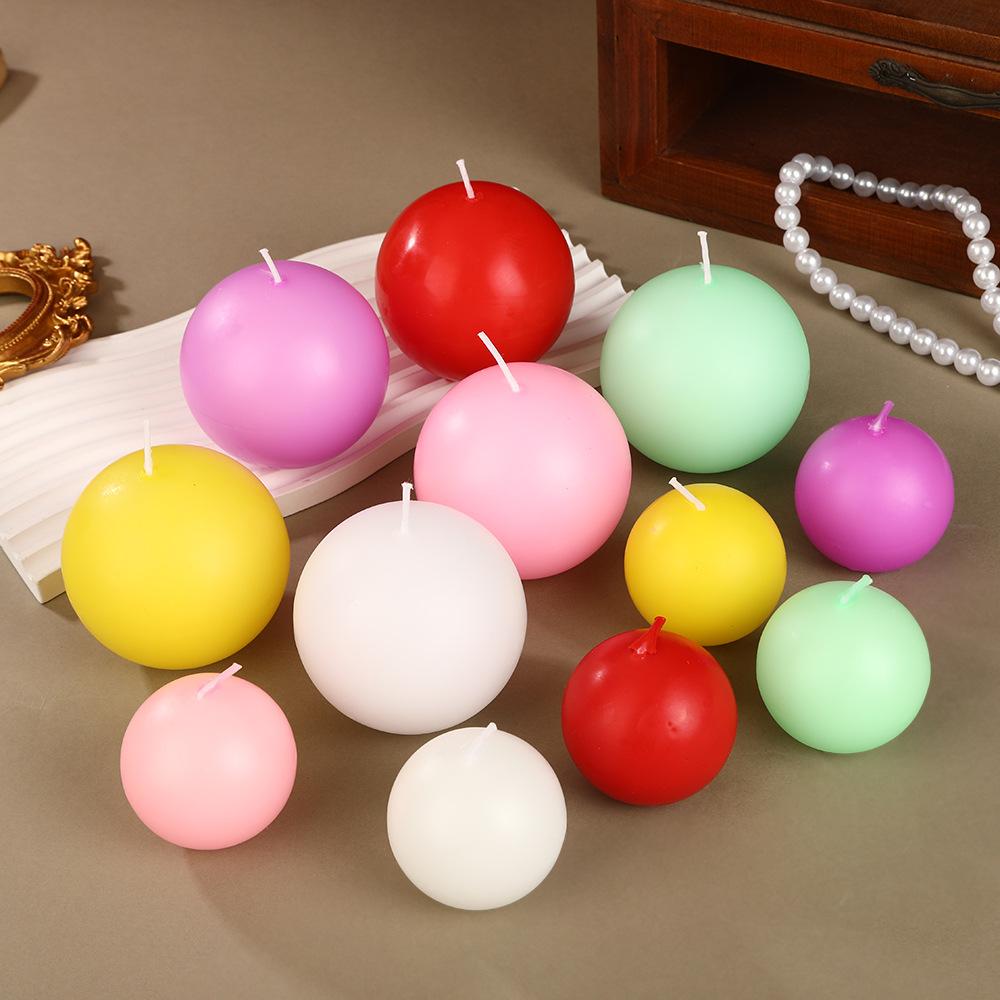 Creative Seven-color Spherical Candle Household Non-romantic Wedding Handmade Round Ball Small Candle Set Box
