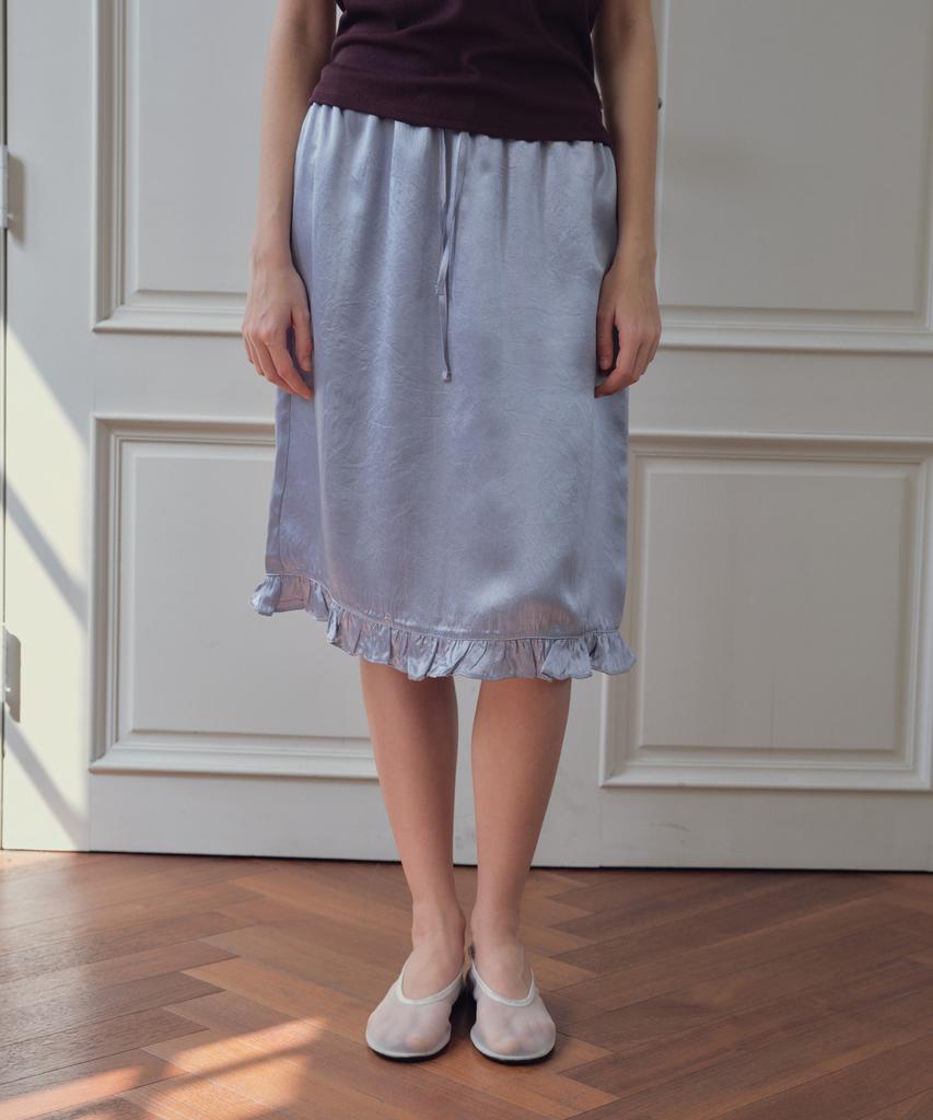 Cita Frill Detail Satin Midi Skirt_Cts630(Blue)