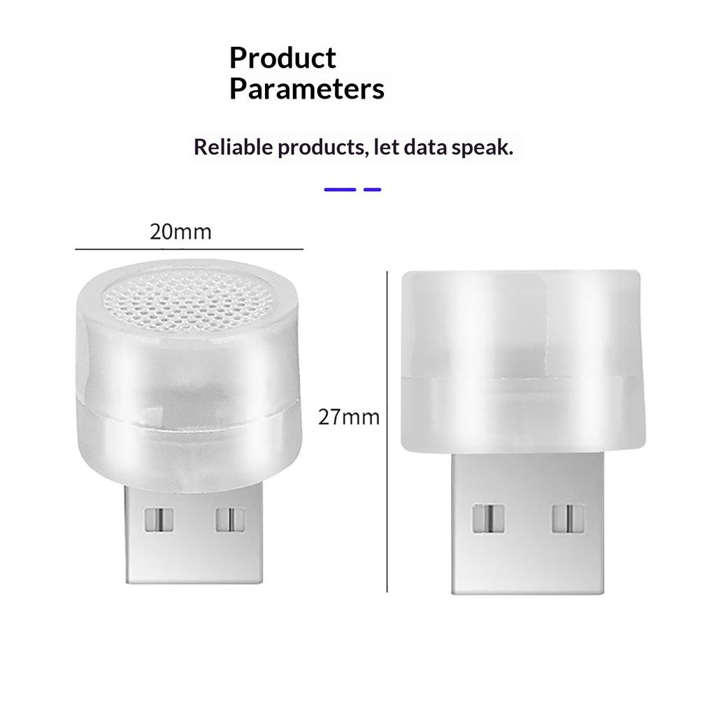 2PCS Universal Mini Car Atmosphere Light Usb Color Gradient Night Light Led Decorative Lamp Car Interior Lighting