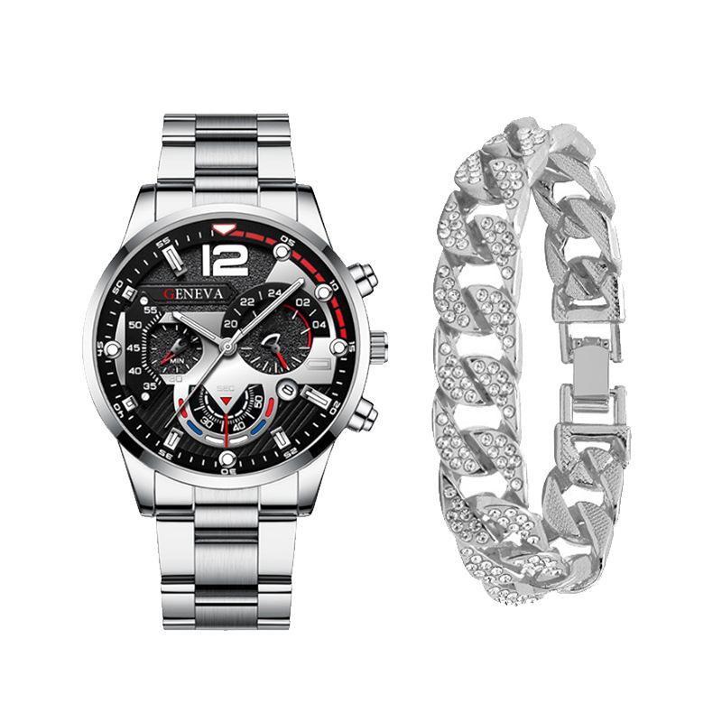 Watch Calendar Steel Strap Watch Men'S Large Dial Quartz Watch Men'S Suit