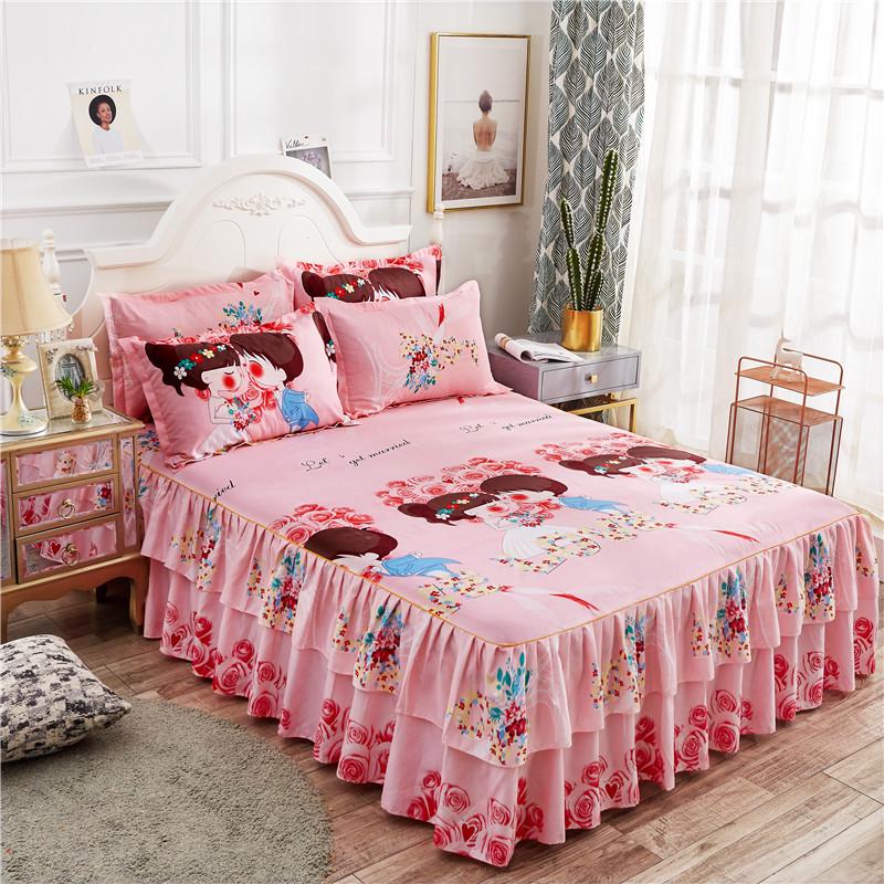 Korean-Style Brushed Princess Bed Skirt - Double-Sided Thickened Simmons Cover