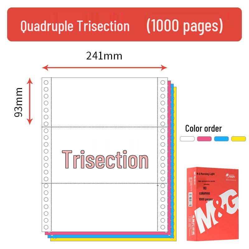Tear-off Morning Glory Multi-part Pin-feed Computer Paper: 3-part, 2-part, 1/3, 2-part, 4-part, 5-part, 6-part