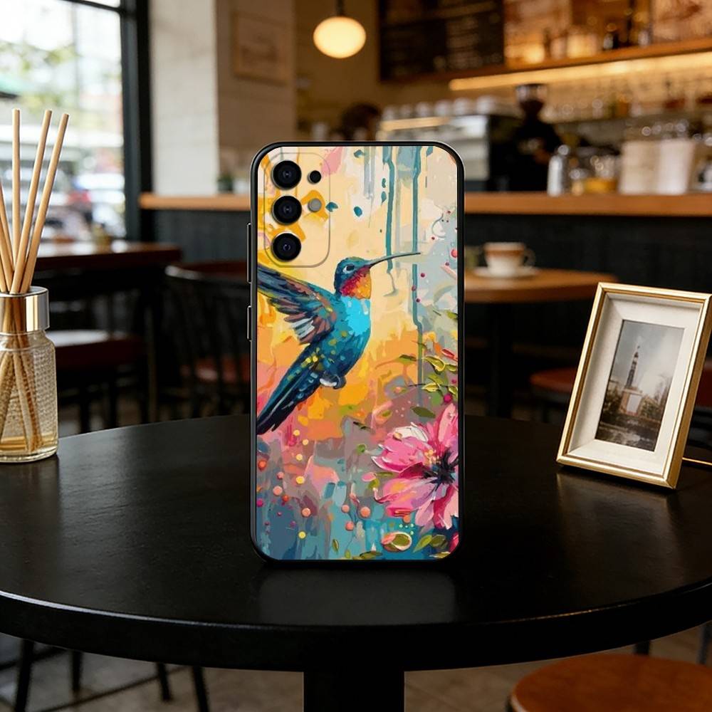 Colorful Bird Hummingbird Phone Case For Samsung S25,S24,S21,S22,S23,S30,Ultra,S20,Plus,Fe,Soft Silicone Black Cover