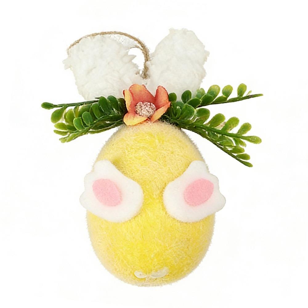 Cartoon Bunny Easter Eggs Hanging Decorations Flocking Photo Props Drop Ornament Scenery Landscaping Multicolor Hanging Pendant