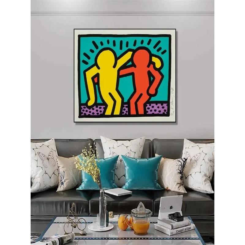 Abstract Keith Artwork Funny Dancer Clown Wall Art Canvas Painting  Nordic Posters and Prints for Living Room Decor  Modern Wall
