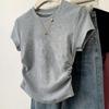 Korean Version Summer T-shirt Slim Fit Plus Size Waist Cinching Top New Shoulder Short Sleeved Slimming Effect Versatile Chubby