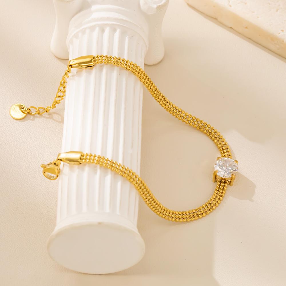 Elegant Zircon-Studded Stainless Steel Bracelet