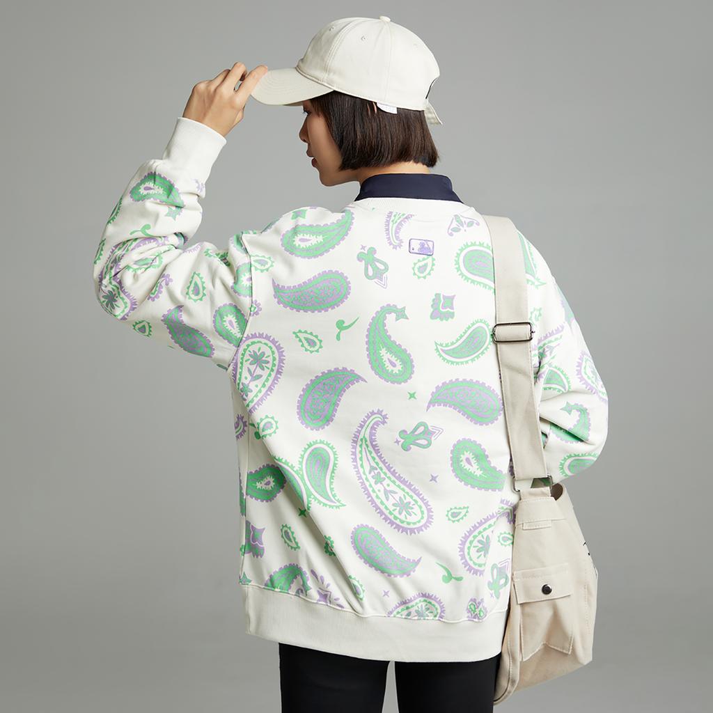 New MLB Cashew Flower Sweatshirts Unisex Cream 3AMTI0224-50CRS