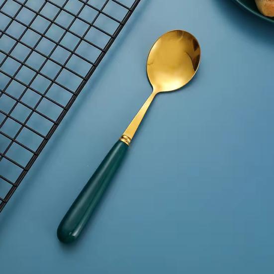 10 Stück Suppenlöffel Hochtemperaturbeständig Langer Griff Rund Kontrastfarbe Glänzende Oberfläche Speisen Edelstahl