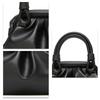 Women's Large Capacity PU Pleated Shoulder Bag Multifunctional Elegant Daily Party Travel Handbag Black One Size