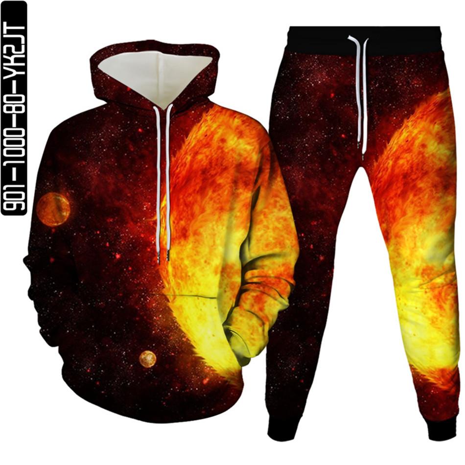 

Осенний мужской спортивный костюм, комплект 3D Universe Galaxy Planet с принтом астронавта, 2 шт., толстовки + спортивные штаны, модная женская одежда, размер S-6XL M