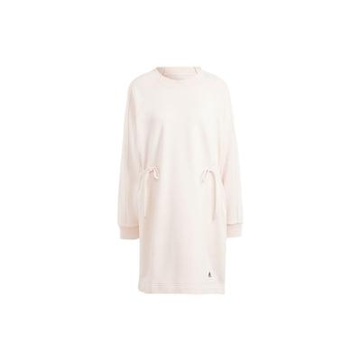 Langes Kleid Einfarbige Farbe Logo Rundhalsausschnitt Langarmkleid Damenkleider Beige IS7484