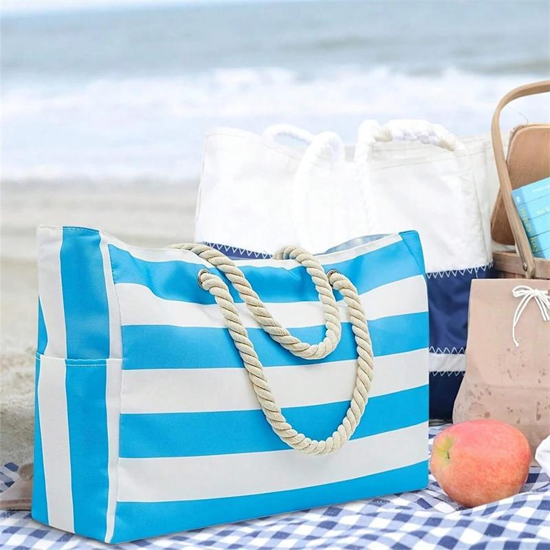 Strandtaschen für Damen, große, wasserdichte Strandtasche mit Reißverschluss, Schultertaschen, wasserdicht, sanddicht, Schwimmbeckentasche