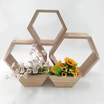 Hexagonale Wandregale aus Holz, schwebend – Dekorative Wabenregale