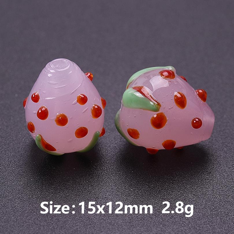 6pcs Mix Glass Fruit Pendant 3D Enamel Strawberry Charm For Jewelry Making Bracelet Anklet Necklaces DIY Beads Pendant Findings