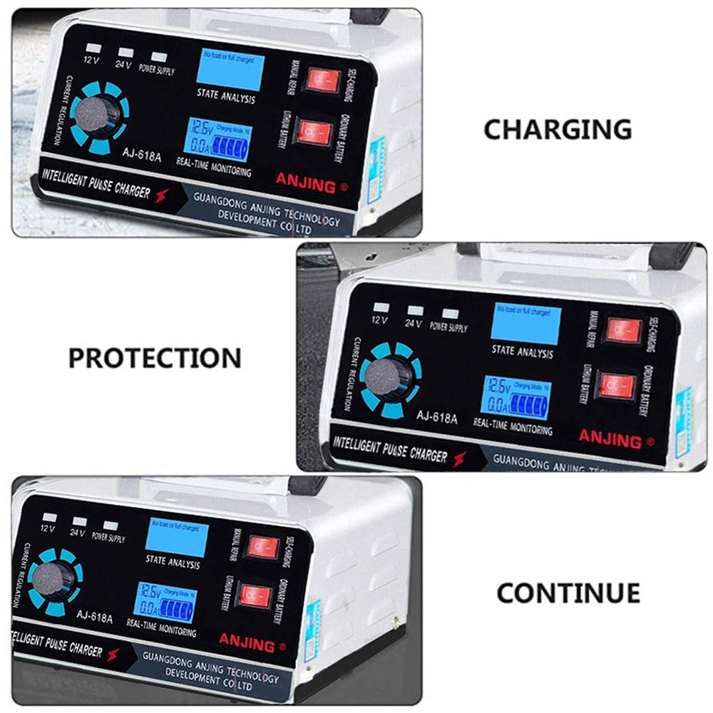 12V/24V 400W Smart Car Battery Charger Automatic Pulse Repair Boat Trickle