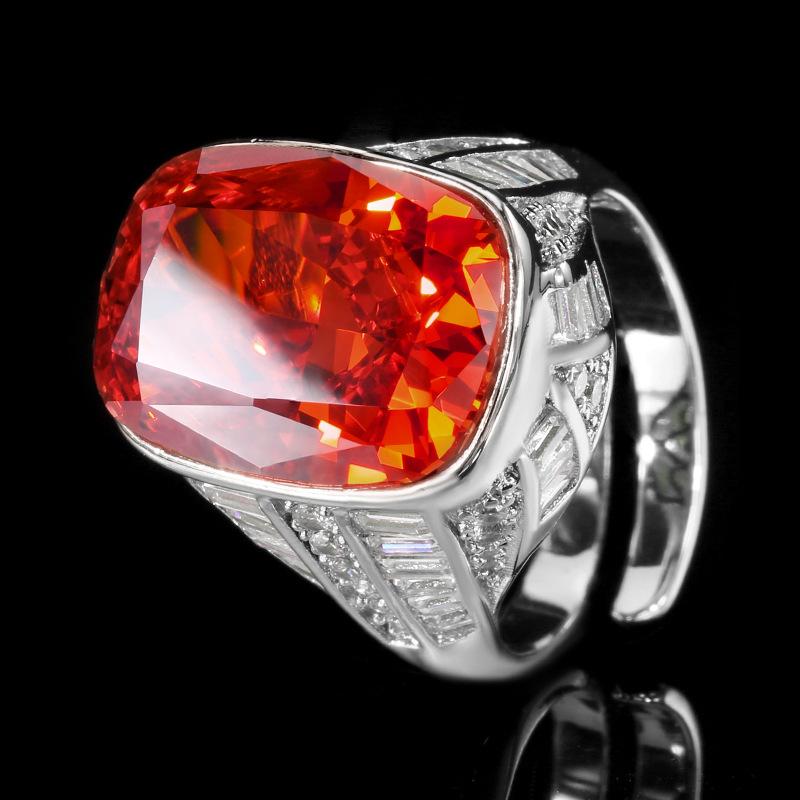 

Jewelry Copper Bottom Gold-Plated High Carbon Diamond Ice Flower Square Diamond Copper Inlaid Temperament Retro Ring Women 12 * 16