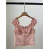 American Original Single Age-Reducing Sweet Fresh Ballet Style Sweet and Spicy Embroidered Wavy Edge Shirt Pure Cotton Top