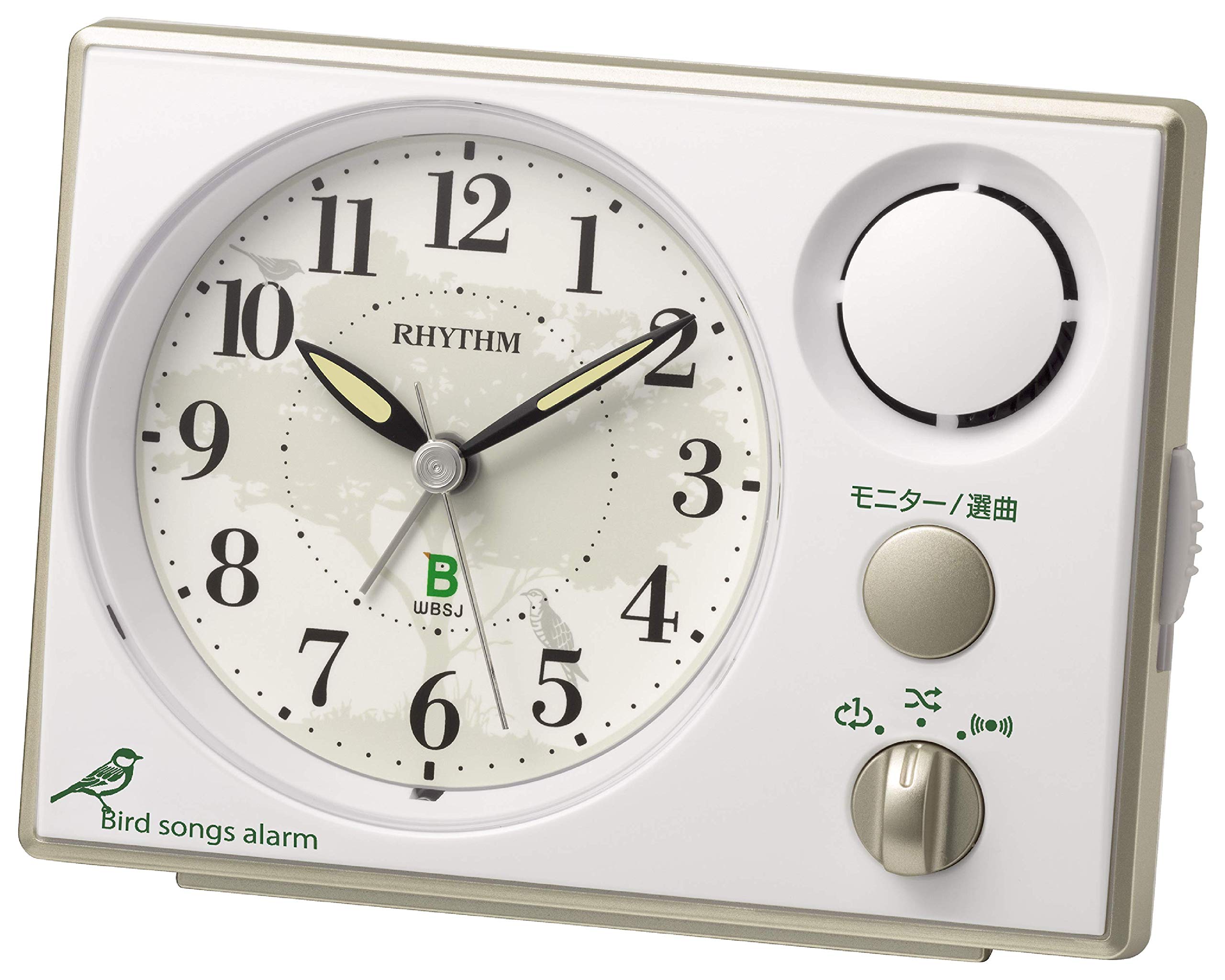 RHYTHM Alarm jointly developed with the Wild Bird Society of Features bird sound continuous second x x 8RM401SR03 Clock, Japan. 16+1 alarms, hand, белый