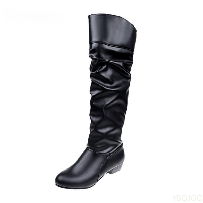 Herbst Winter neue lange Stiefel mit spitzen Zehen, dicken Absätzen, warmen Stiefeln, modische einfache bequeme Damenstiefel