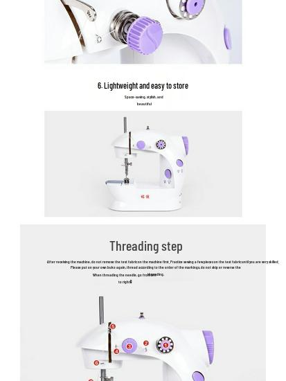 202 Electric Mini Desktop Sewing Machine with Micro Foot Pedal for Thick Fabrics