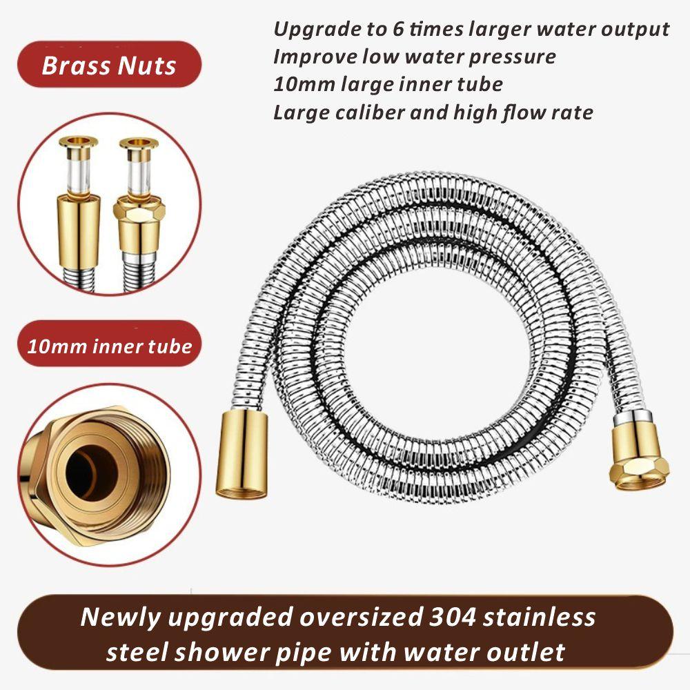 New 1pcs 1.5/2/3M SUS 304 Flexible Shower Hose Long Bathroom Big Flow Pipe Extension Water Pipe Pull Pipe Bathroom Accessories
