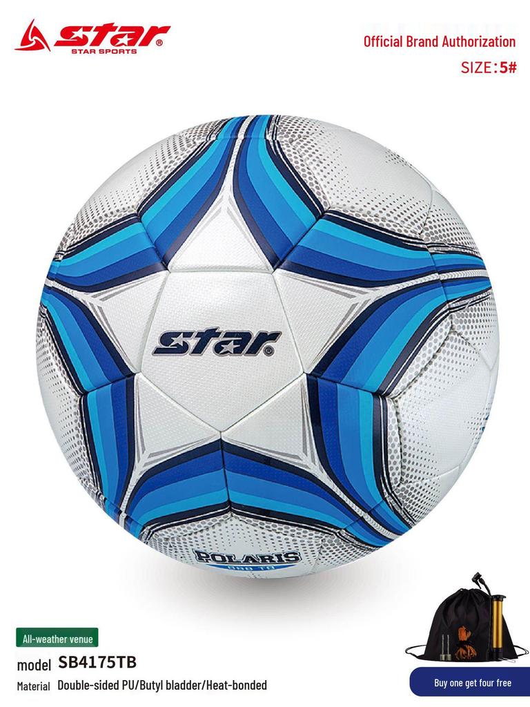 STAR SB4175TB Double Mirror PU Waterproof Soccer Ball - Training/Competition Grade for Middle School Entrance Exams.