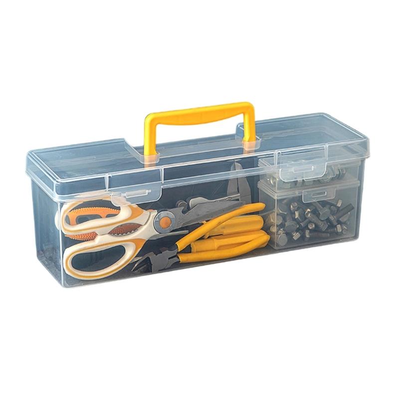 Multipurpose Transparent Organiser Box For Home Repair Tool Easy Carry Handle And Plastic Construction Toolbox