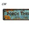 Fine Workmanship Ornaments Porch Therapy Vintage Tin Sign, Rustic Teal Wall Decor, Funny Outdoor Durable Garden Patio Gift for Friends Family