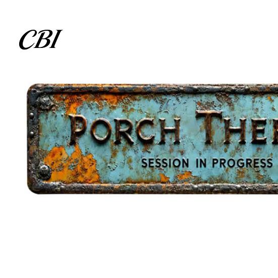 Fine Workmanship Ornaments Porch Therapy Vintage Tin Sign, Rustic Teal Wall Decor, Funny Outdoor Durable Garden Patio Gift for Friends Family