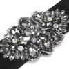 Meimeier Crystal rhinestone waist cincher with elastic wide waistband for dresses - formal dress decoration elastic belt