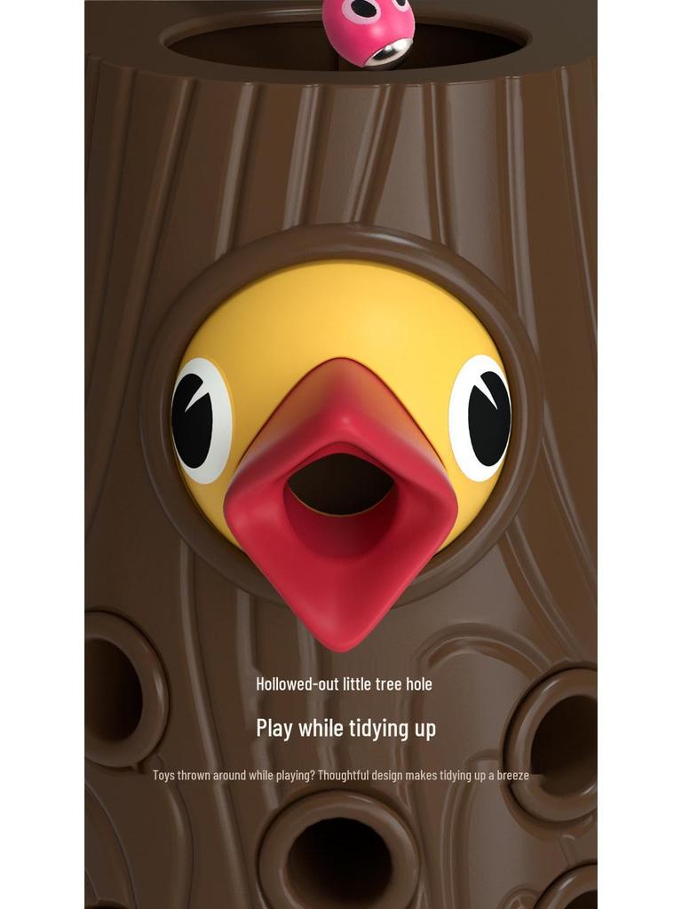 Early Learning Magnetic Woodpecker & Worms Wooden Fishing Game for Kids
