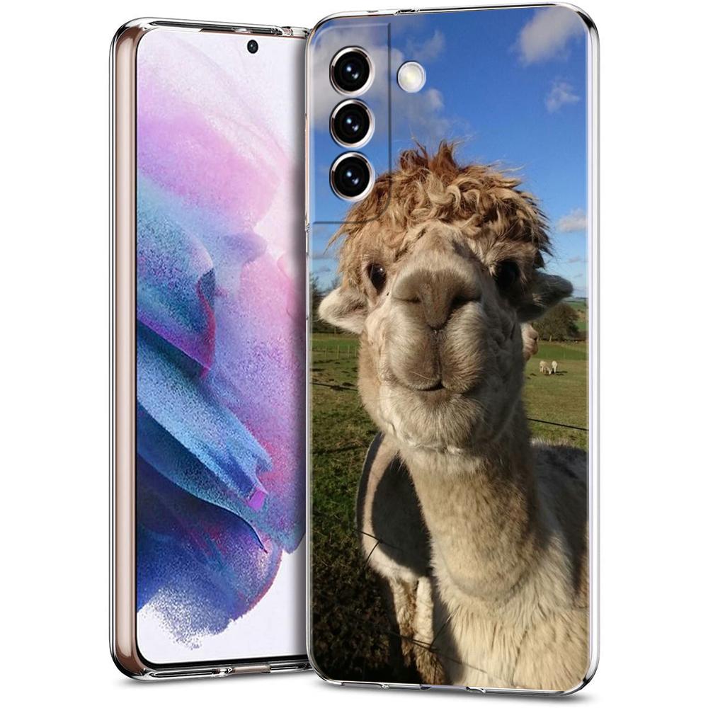 Phone Case For Samsung Galaxy S24 Ultra S23 FE S22 S20 S21 5G S10 S9 Plus S10E S8 Soft Silicone Clear Kawaii Alpaca lovely Cover