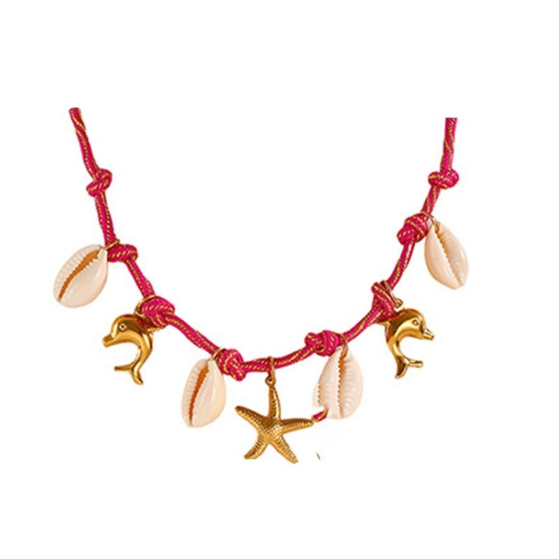 

Богемское пляжное ожерелье с подвесками-ракушками и морскими звездами Ручная работа Многослойная цепочка Легкий сплав Украшение для женщин