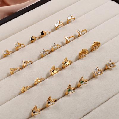 Orecchini in Oro con Zirconi Francesi per Donna Non Sbiadiscono, Lusso Leggero, Orecchini Placcati Oro a Forma di Farfalla e Coniglio di Fascia Alta per Donna