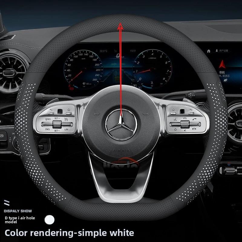 Leather Car Steering Wheel Cover for Mercedes-Benz A-class CLE-class G350 C220 C-class GLB W124 W203 W447 W212 W210 W221 W213 mo00